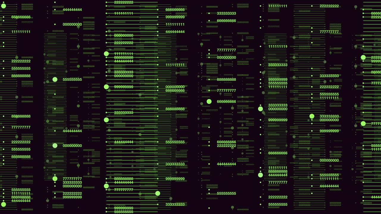 Random numbers pattern in rows on dark space