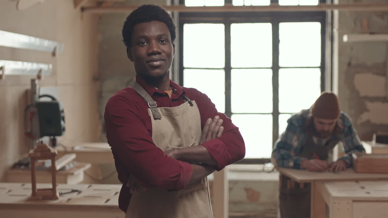 Portrait of African American Craftsman in Workshop