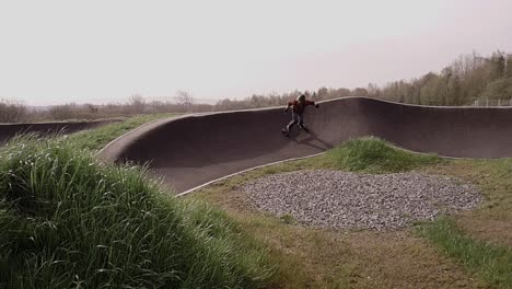 Eboarding-footage-around-a-BMX-pump-track