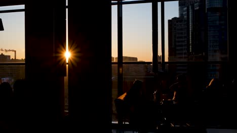 sunset city view from restaurant