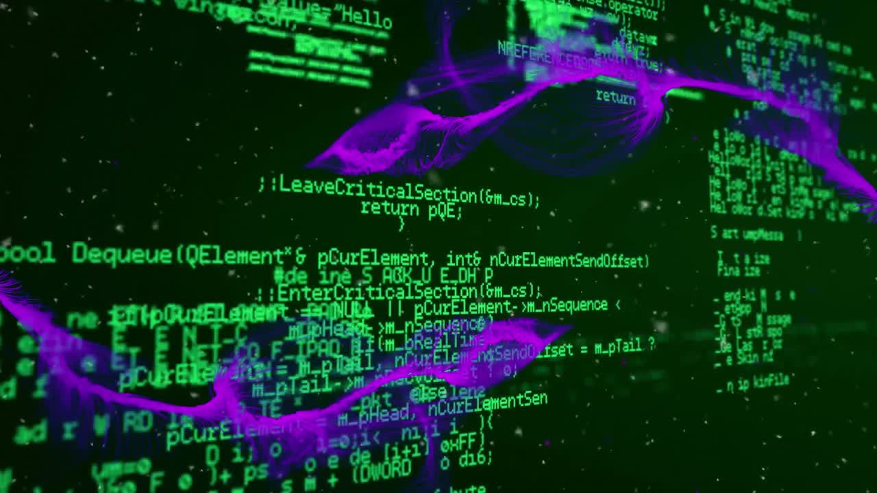 검은 바탕에 컴퓨터 및 과학 데이터 처리의 애니메이션