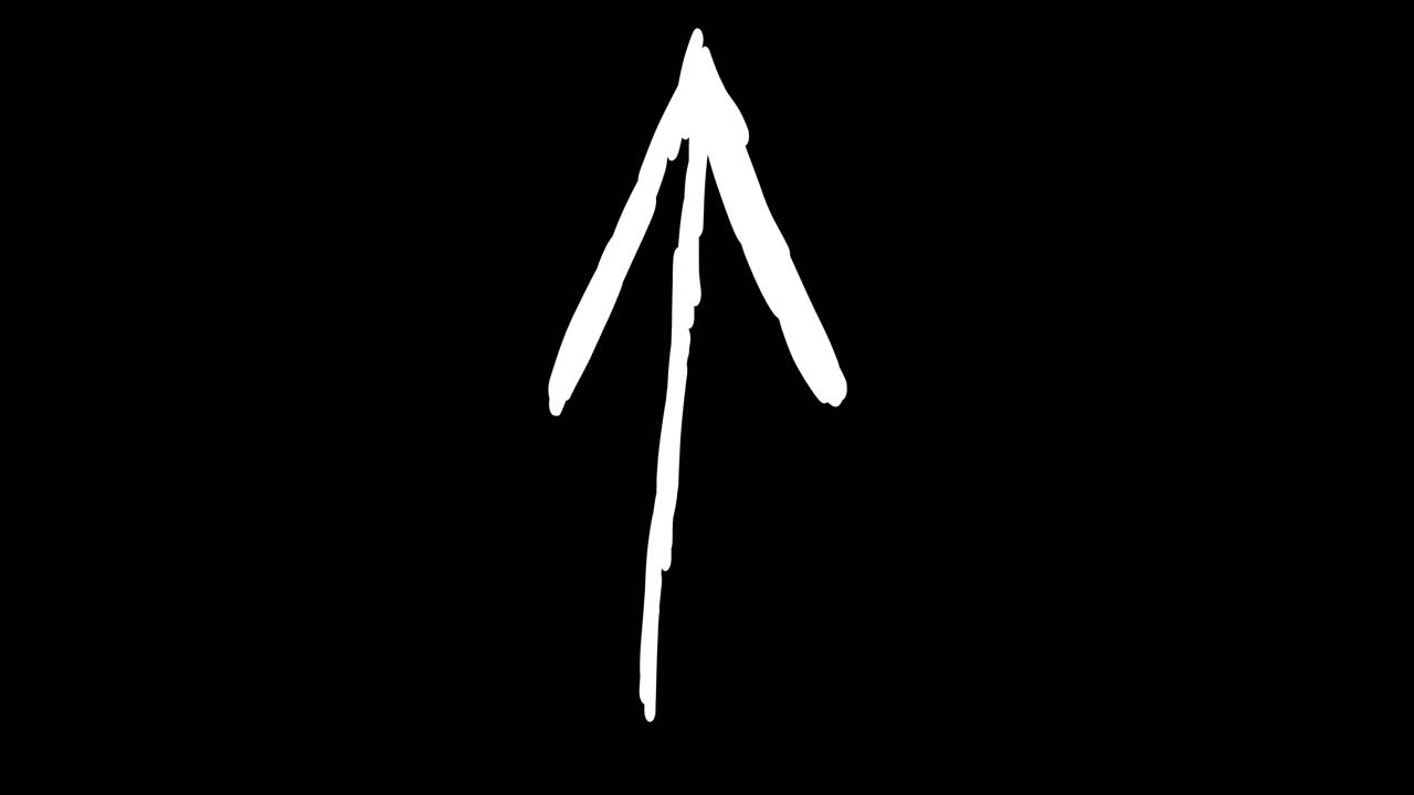 Animated Hand-Drawn Up Arrow on Black Background