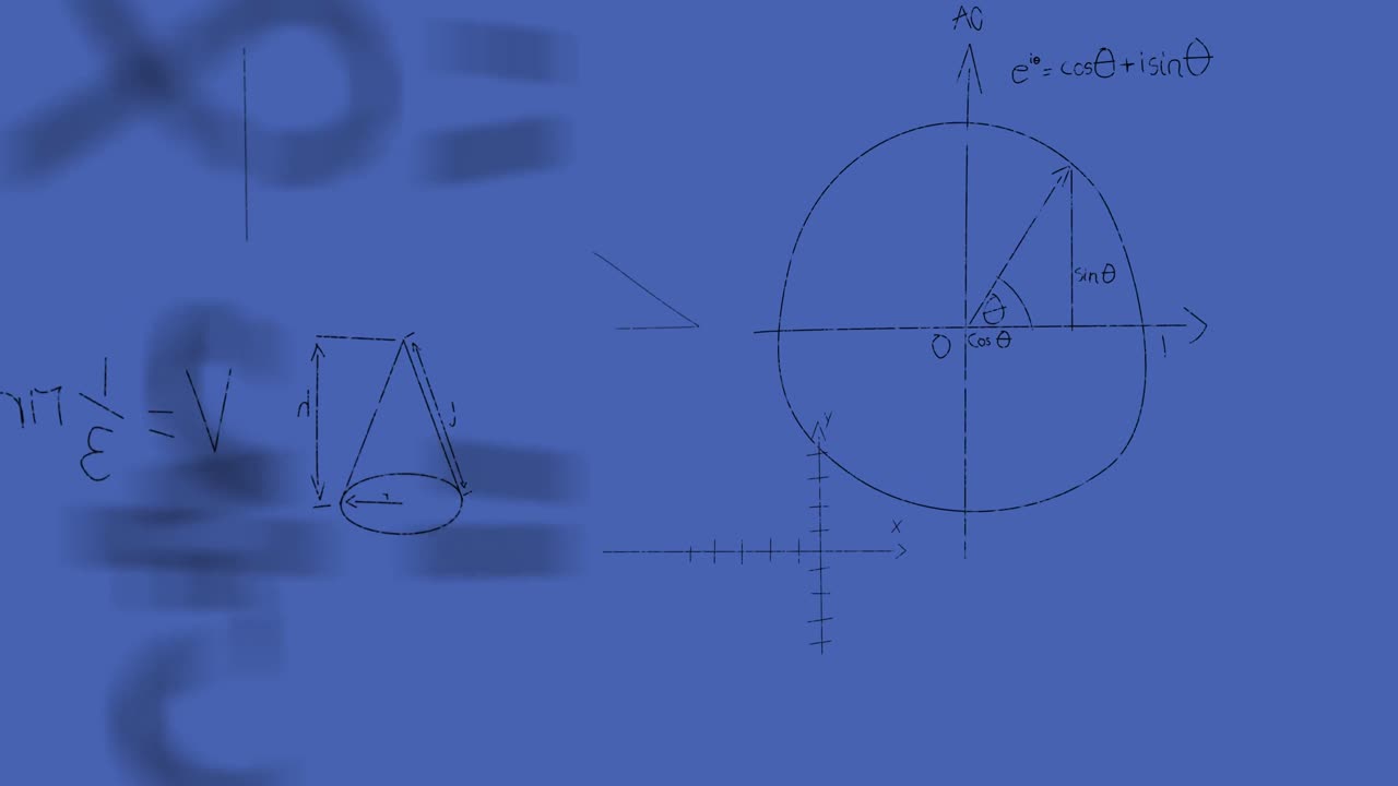 animación del procesamiento de ecuaciones matemáticas sobre fondo azul