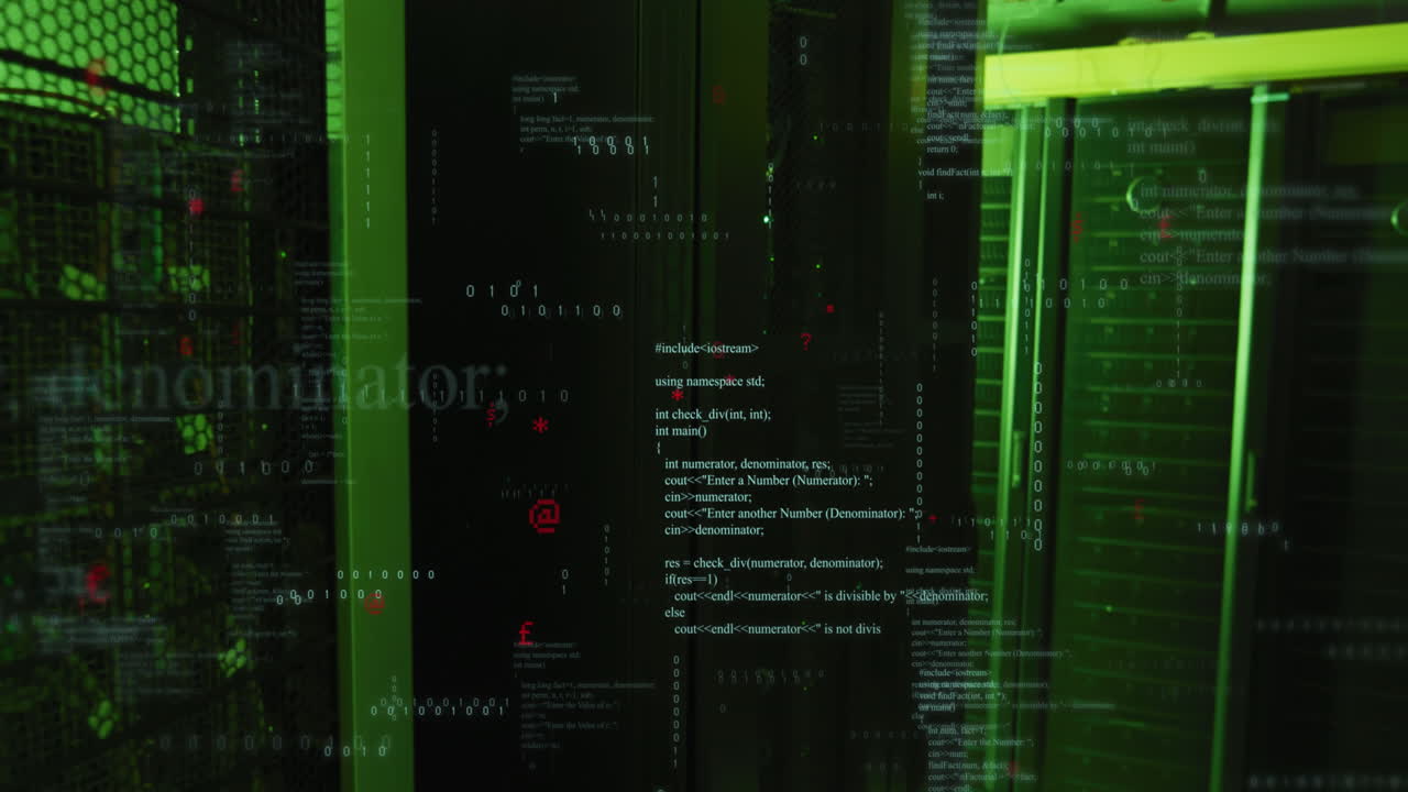 animación del procesamiento de datos a través de servidores informáticos