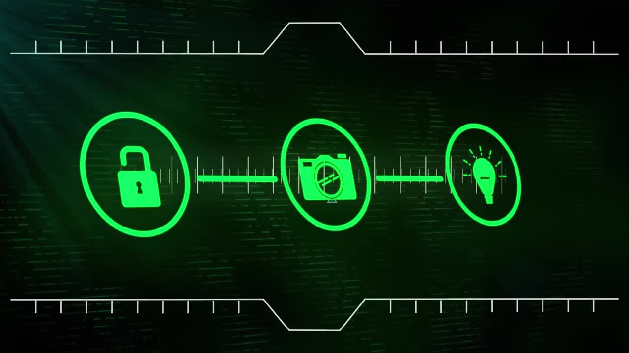 녹색 바탕에 디지털 아이콘으로 연결된 애니메이션