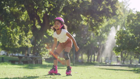 Cute-and-happy-little-girl-dancing-with-roller