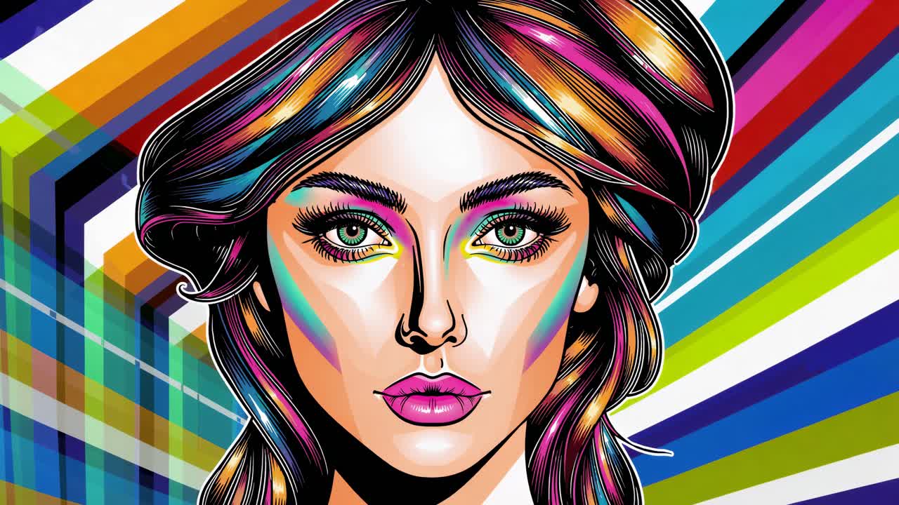 retrato colorido de una mujer