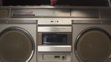 zoom out of a cassette tape boombox