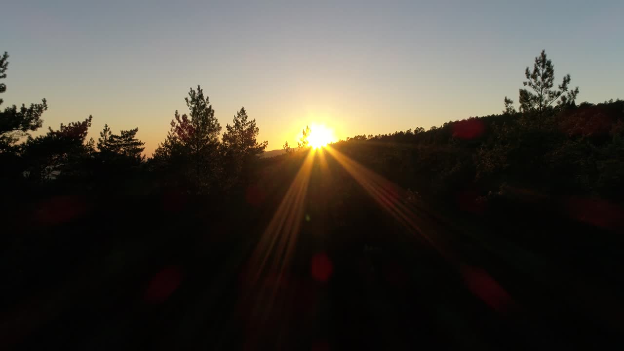 sunset over the mountain Forest Amazing Orange Sunset