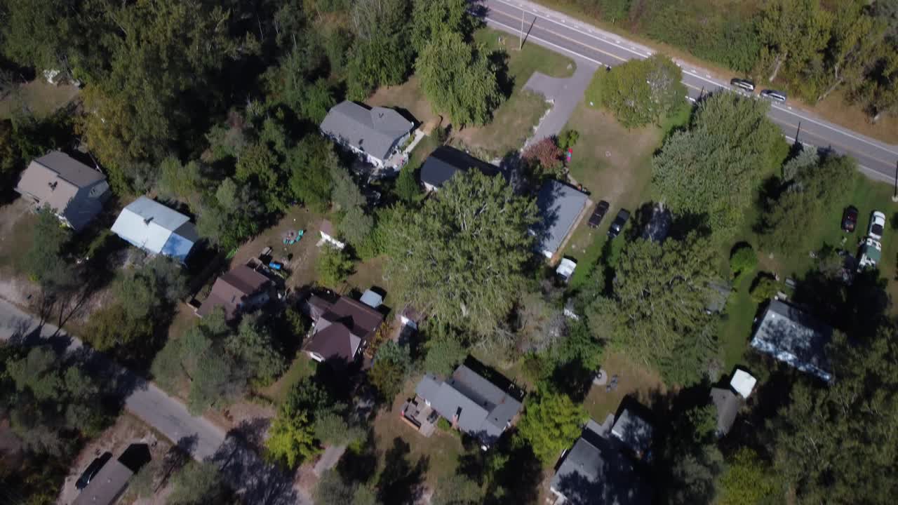 Drone Footage of Long Point Ontario in Autumn With Shoreline and Fall Colours