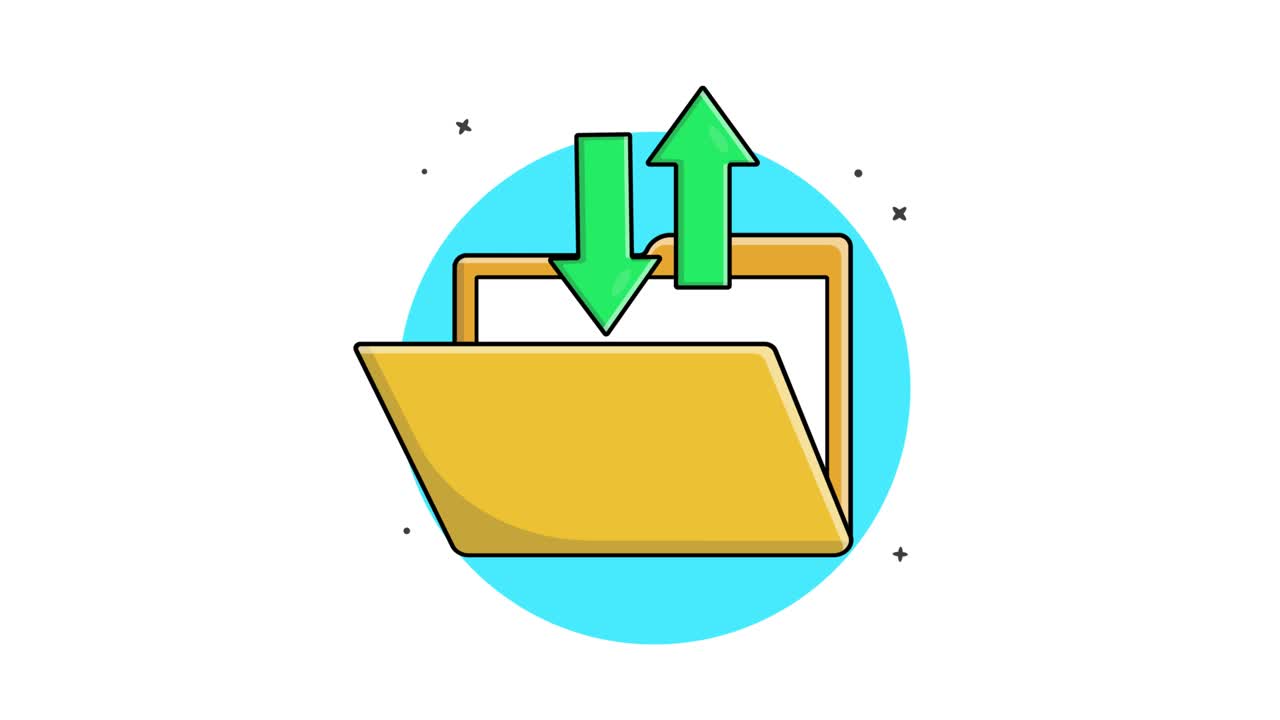Animated Folder Icon with Upload and Download Arrows