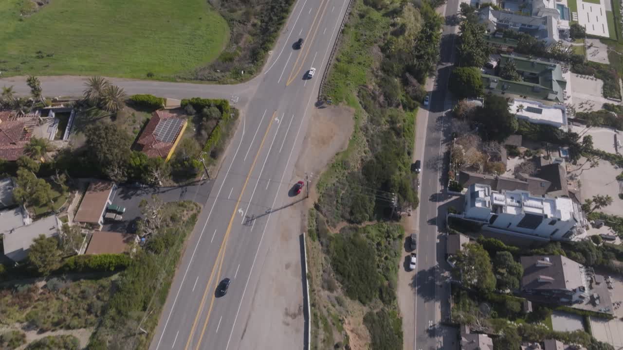 Aerial Malibu Highway 1 Pacific Coast highway tilt up