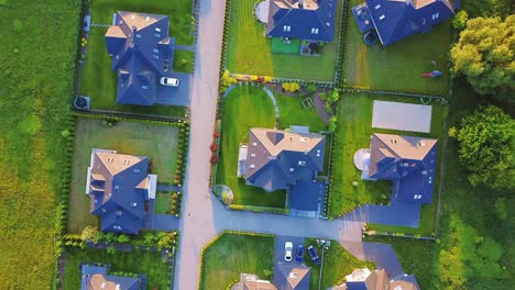 Aerial-photo-of-village-of-Houses-Residential-Drone-Above-View-Summer-Blue-Sky-Estate-Agent