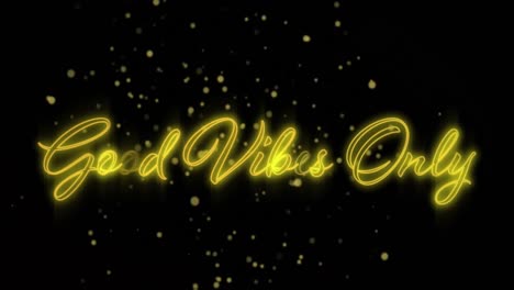 animation of good vibes only over black background with golden dots