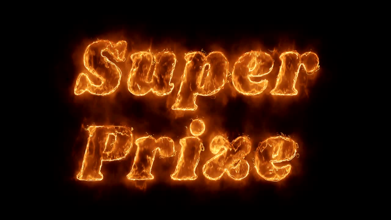 súper palabra premio animado caliente ardiendo ciclo de llama de fuego realista.