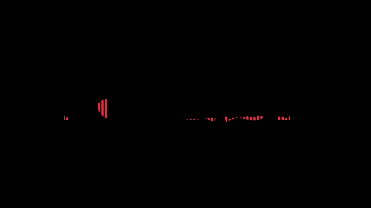 Podcast filled with audio waveform. Red on black