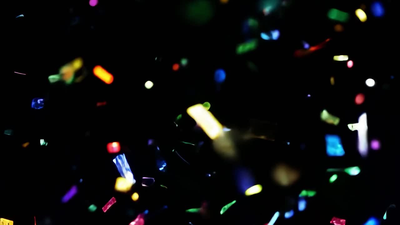 Confetti colorati che cadono su uno sfondo nero