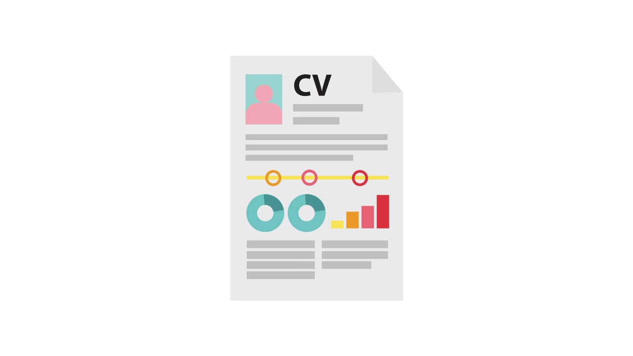 Animated CV Document with Profile and Data Visualization