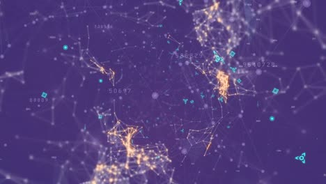 animation of multiple profile icons floating over network of connections against purple background