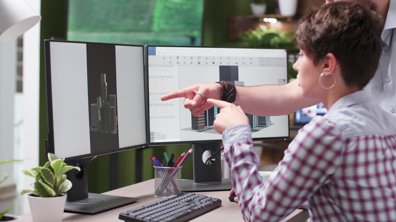 Architect working on a building design on a computer
