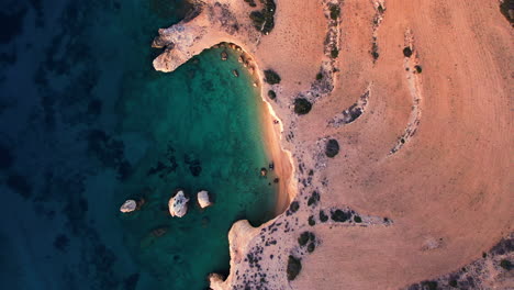 Drone-top-View-Of-Greece-Sea-with-brown-land