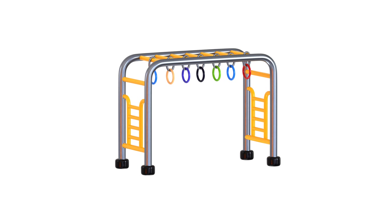 3D Animation of a Colorful Playground Monkey Bar Set