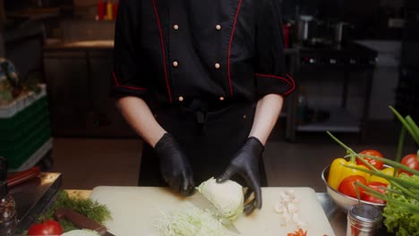 chef preparing cabbage