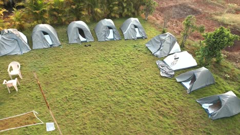 tent for camping drone shot