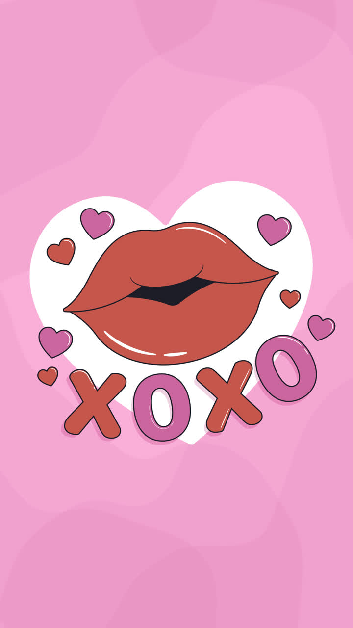 diseño gráfico xoxo con corazones y labios