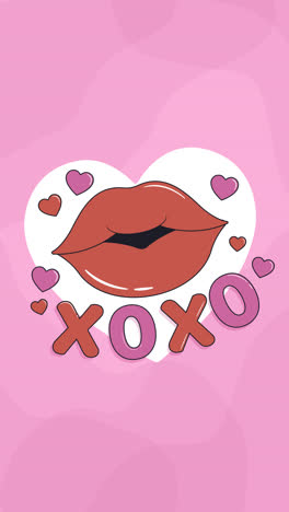diseño gráfico xoxo con corazones y labios