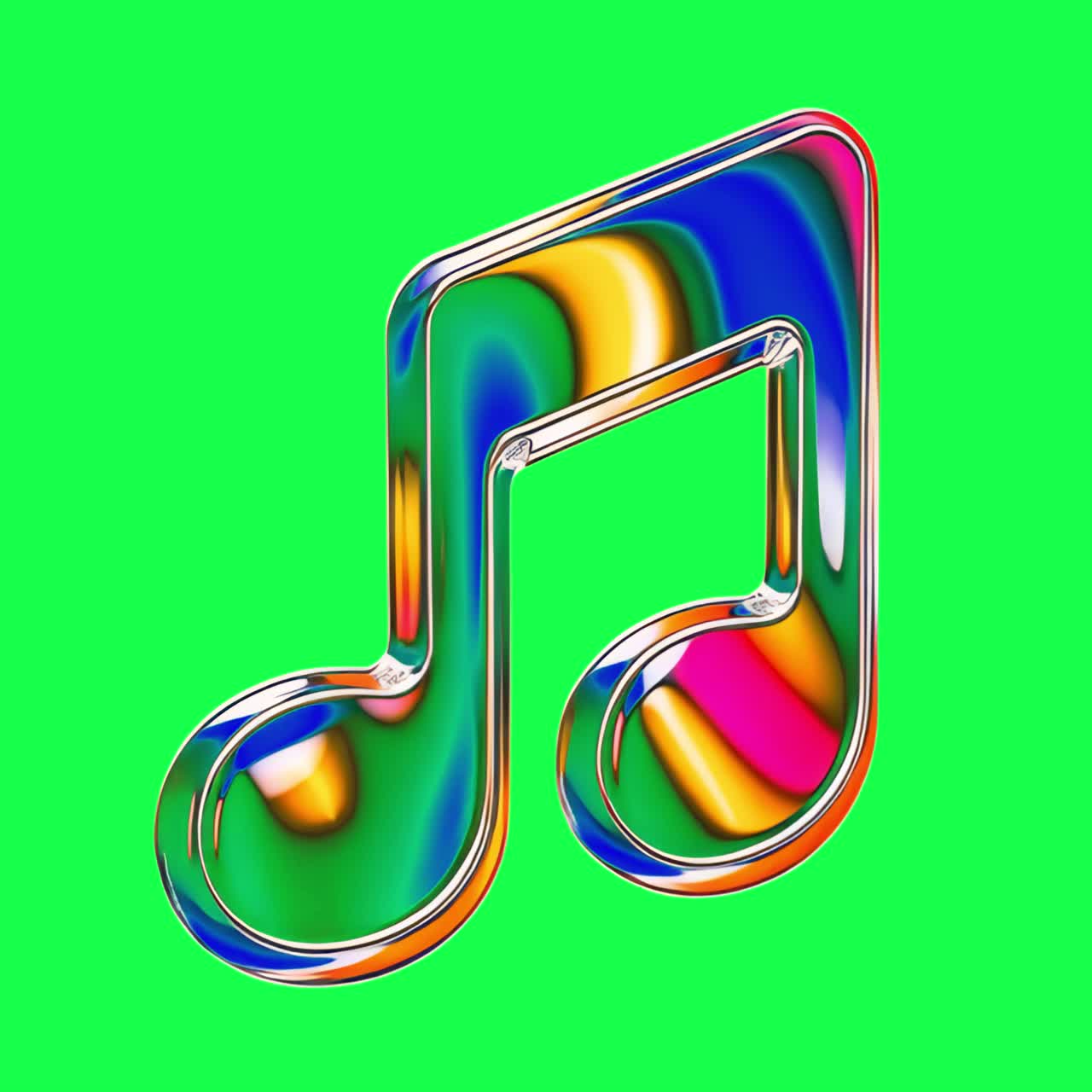 Colorful 3D music note animation, transparent 4K video, green screen ...