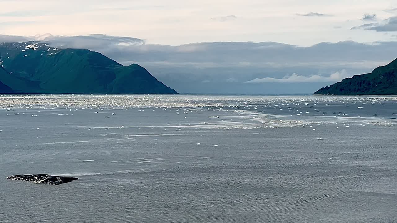ice in water near the hubbard glacier in alaska