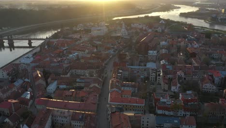 kaunas old town during golden hour