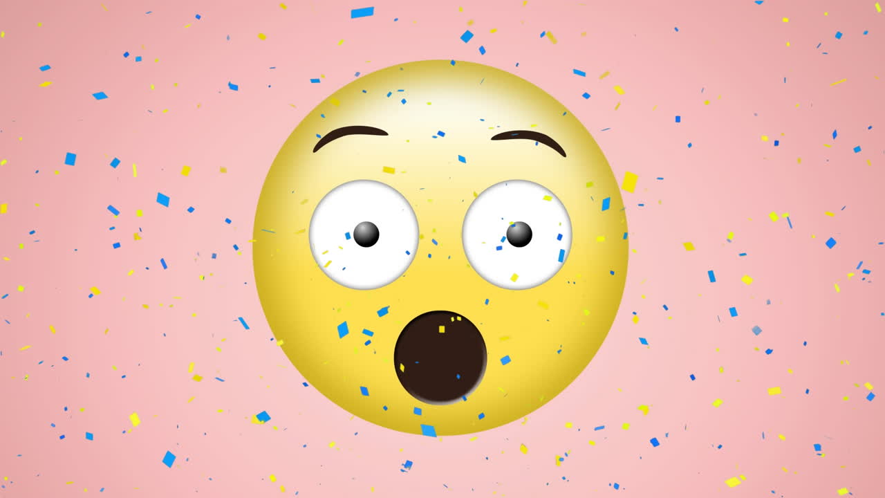 animación del icono de emoji sorprendido en un fondo rosa