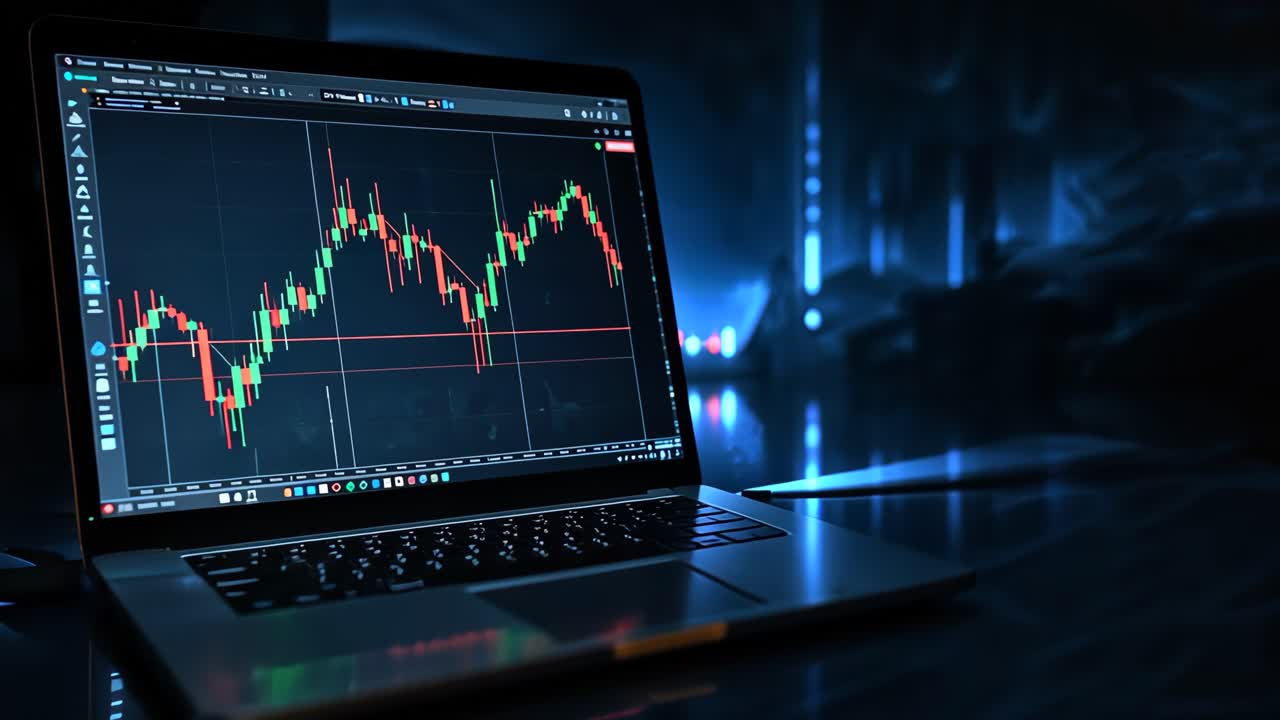 Stock Market Analysis on Laptop Screen