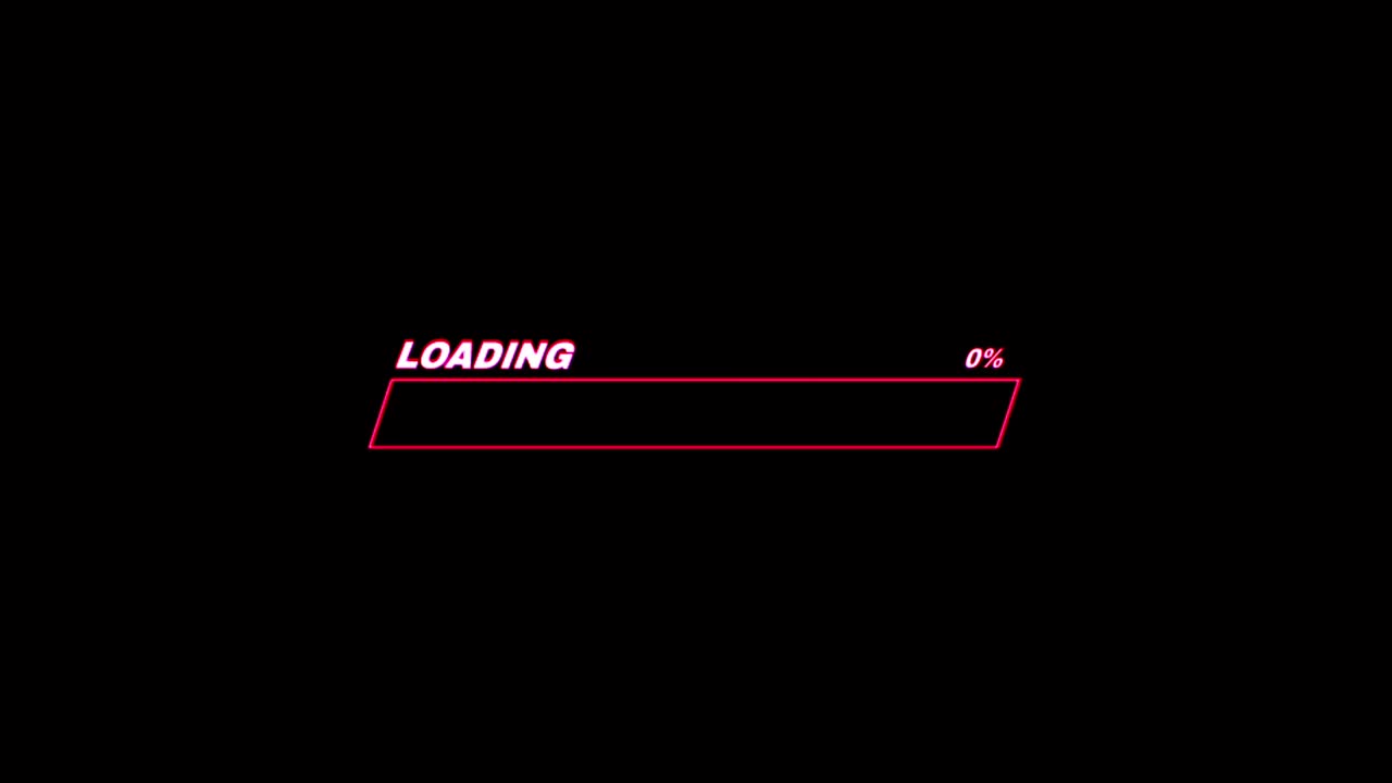 Animation colorful loading bar on black background.