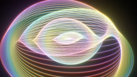 rainbow spectrum mathematical curved wavy neon lines glow in space - 4k seamless vj loop motion background animation