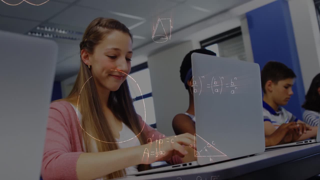 Animation of mathematical equations over schoolchildren using laptop