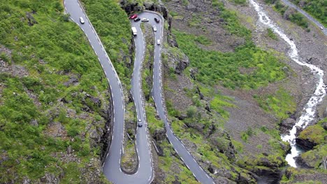 Troll&#039;s Path Trollstigen or Trollstigveien winding mountain road.