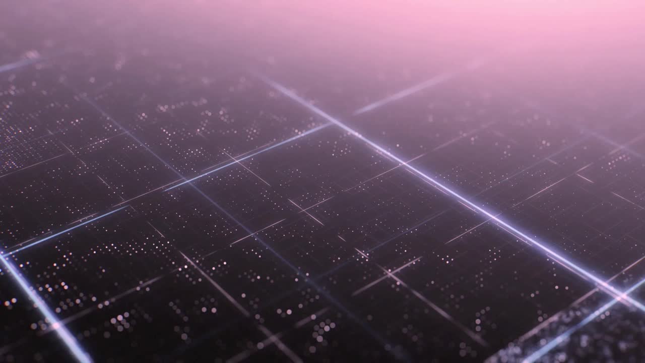 Glowing Digital Grid Lines and Dots Abstract Background