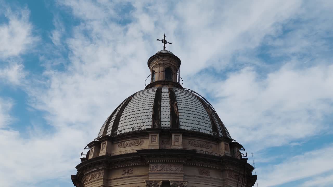 Dome Of The National Pantheon Of Heroes In Asunción, Paraguay. Aerial Close-up Shot
