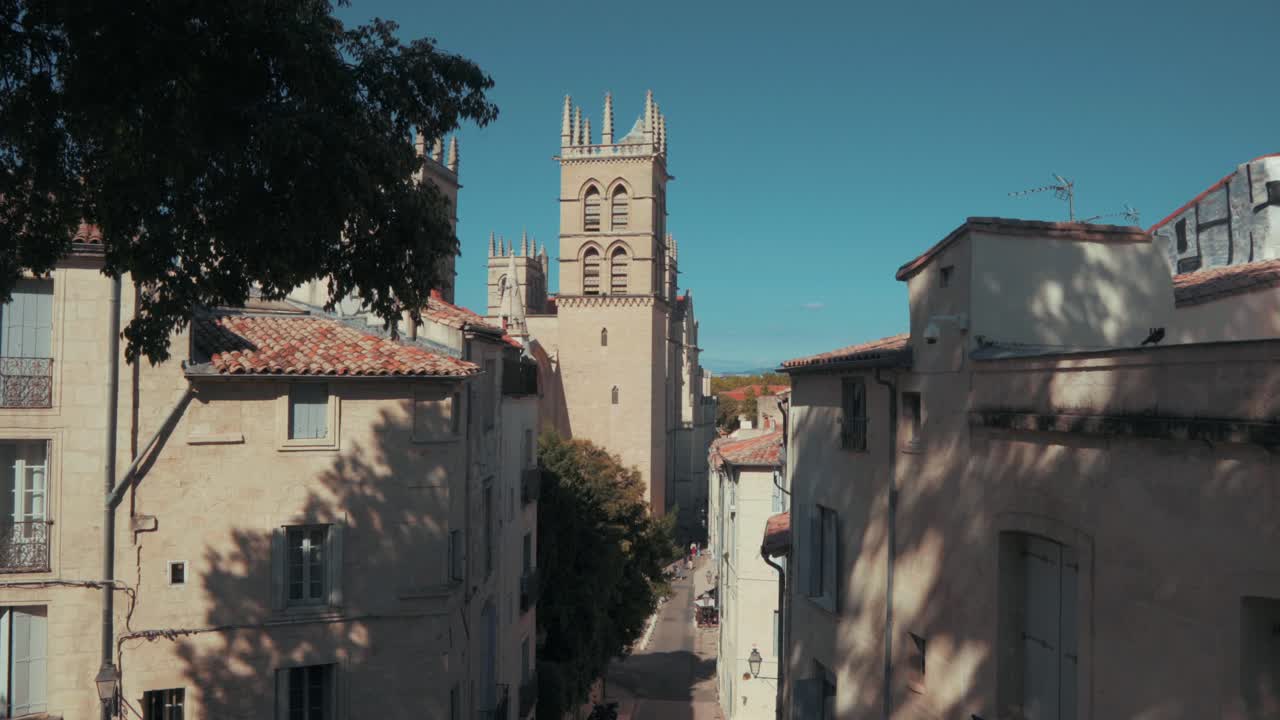 watching the cathedral from above in the city center, Montpellier - France