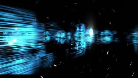 animation of scope scanning over data processing on black background