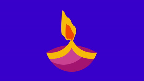 Rosa-Diya-Loop-Animation,-Diwali-Lampe,-Diwalide-Dekorationen,-Heimdeko,-Diwalide-Dekor-Auf-Blauem-Bildschirm,-Jp.-Diwalide-Dekor-Auf-Blauem-Bildschirm,-Jp