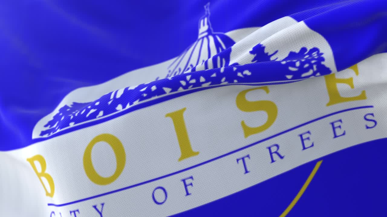Boise city flag, city of Idaho in USA or United States of America - loop