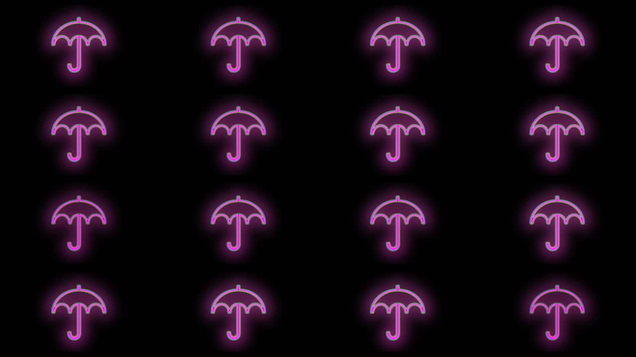 보라색 색상의 네온 우산 패턴