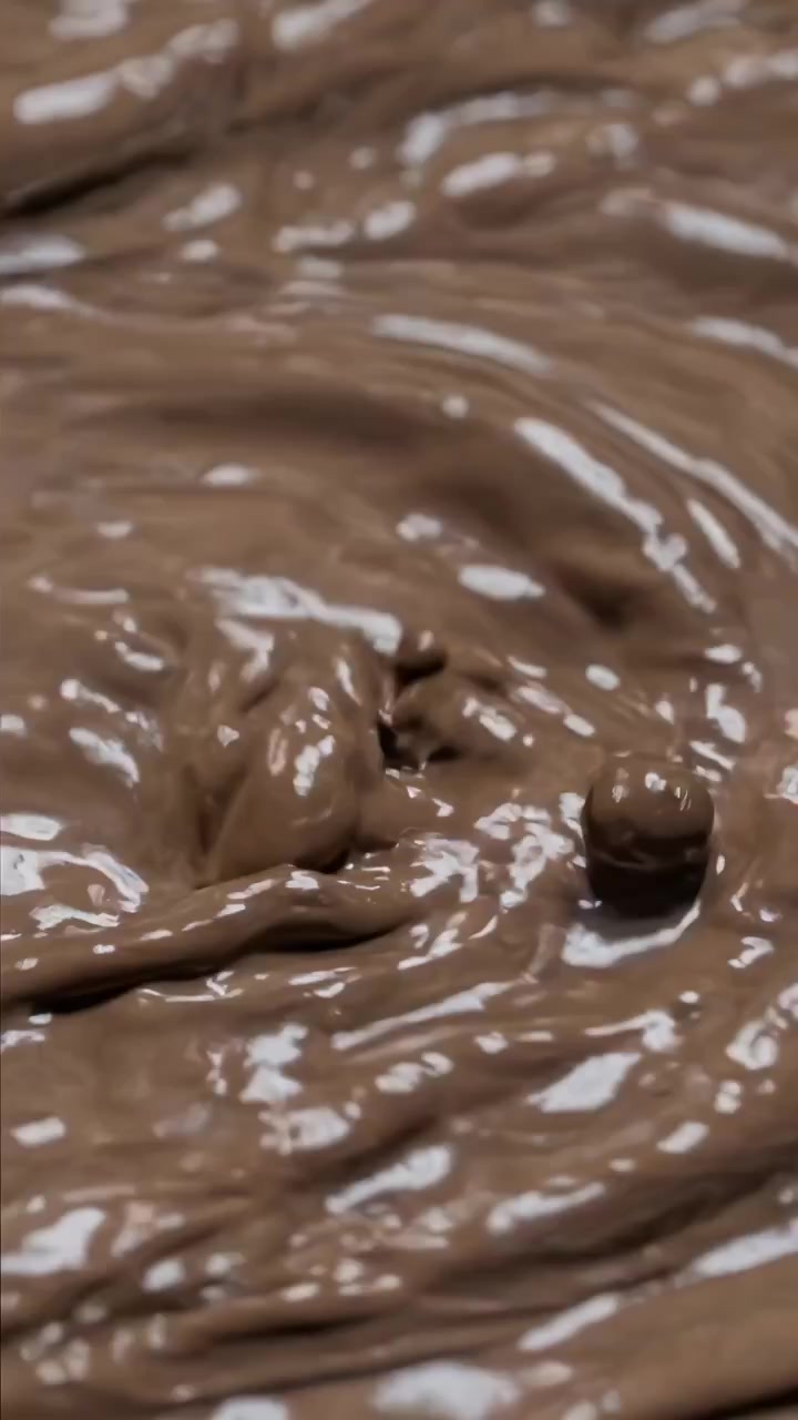 Primo piano di denso cioccolato fuso che turbina in una ciotola