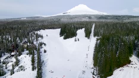 aerial above ski slopes at mount hood's ski resort