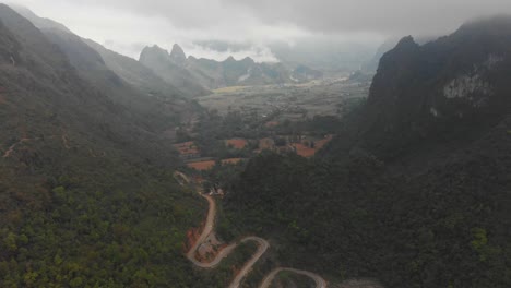 wide view of khau coc cha mountain cao bang vietnam, aerial