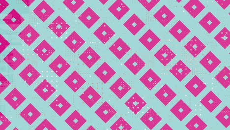 animación de patrón cuadrado amarillo y rosa sobre procesamiento de datos en fondo verde